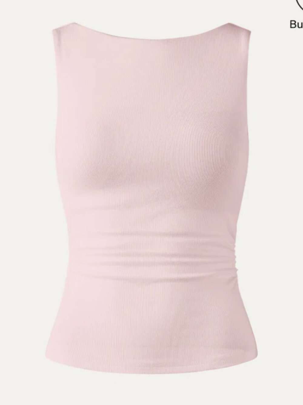 OGL Light Pink High Neck Low Back Ribbed Brami Built In Bra Top Size Small NWT